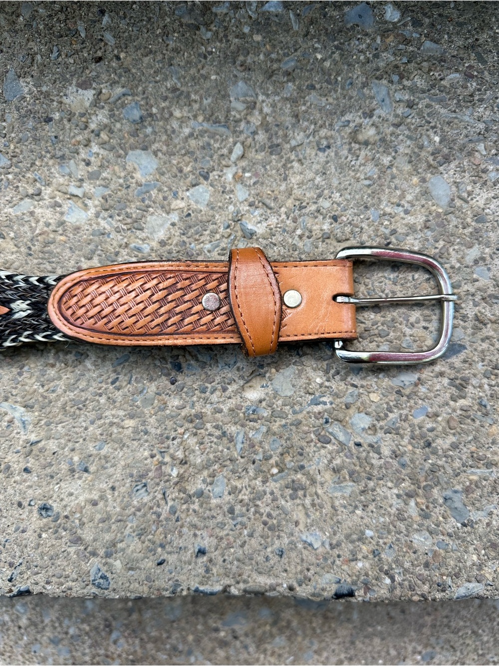 Vintage Circle Y Horsehair Concho Belt Size 38 Handmade Western USA Texas - Picture 5 of 12